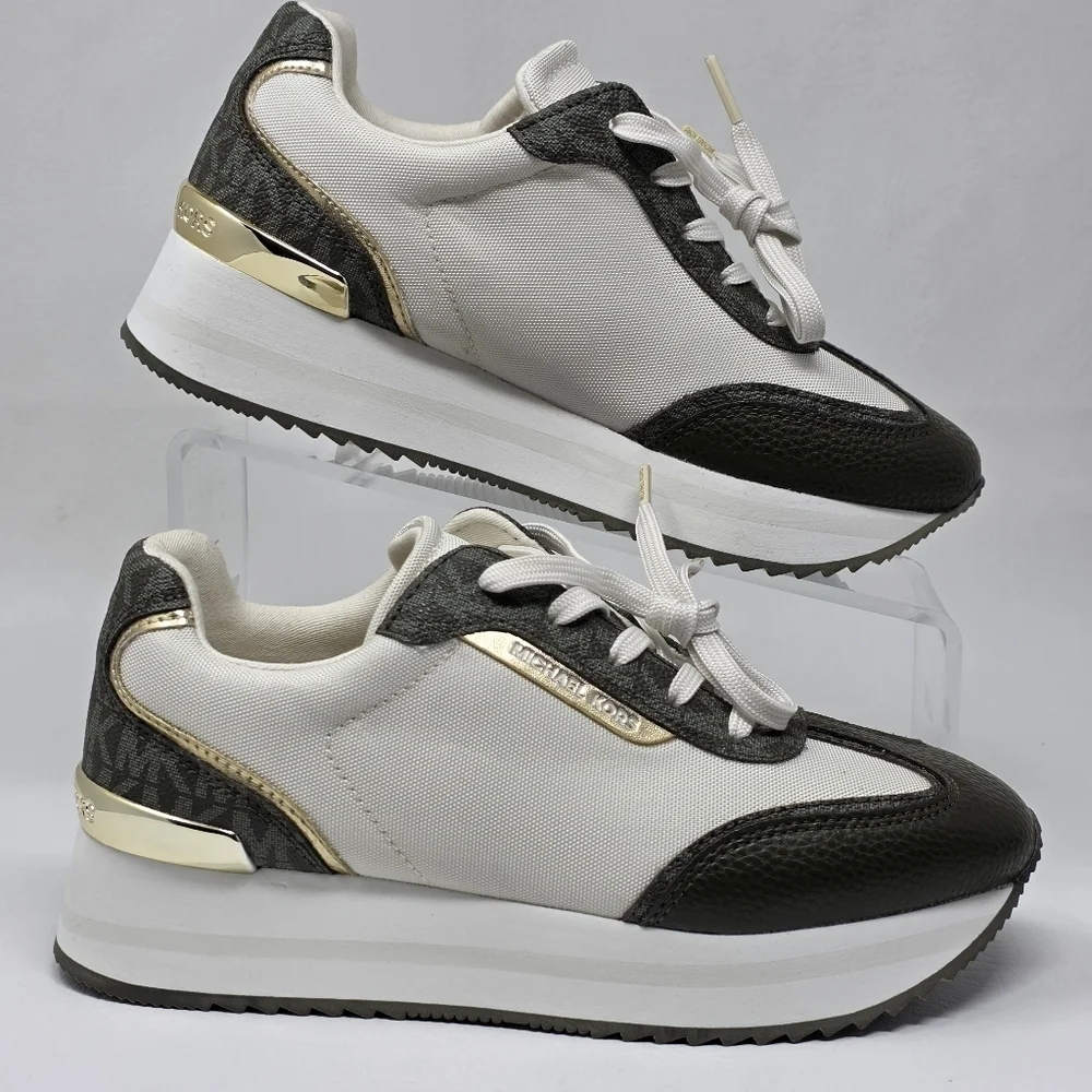 Michael Kors Women's Trainer Lace Up Sneakers Green White Size 5.5M New